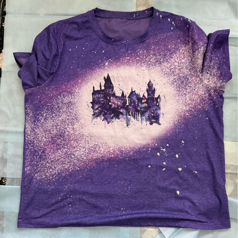 Purple Bleach-Dye Hogwarts Tee